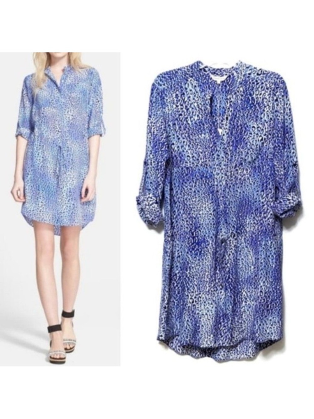NWT REBECCA TAYLOR Leo Fever Silk Shirt Dress 6